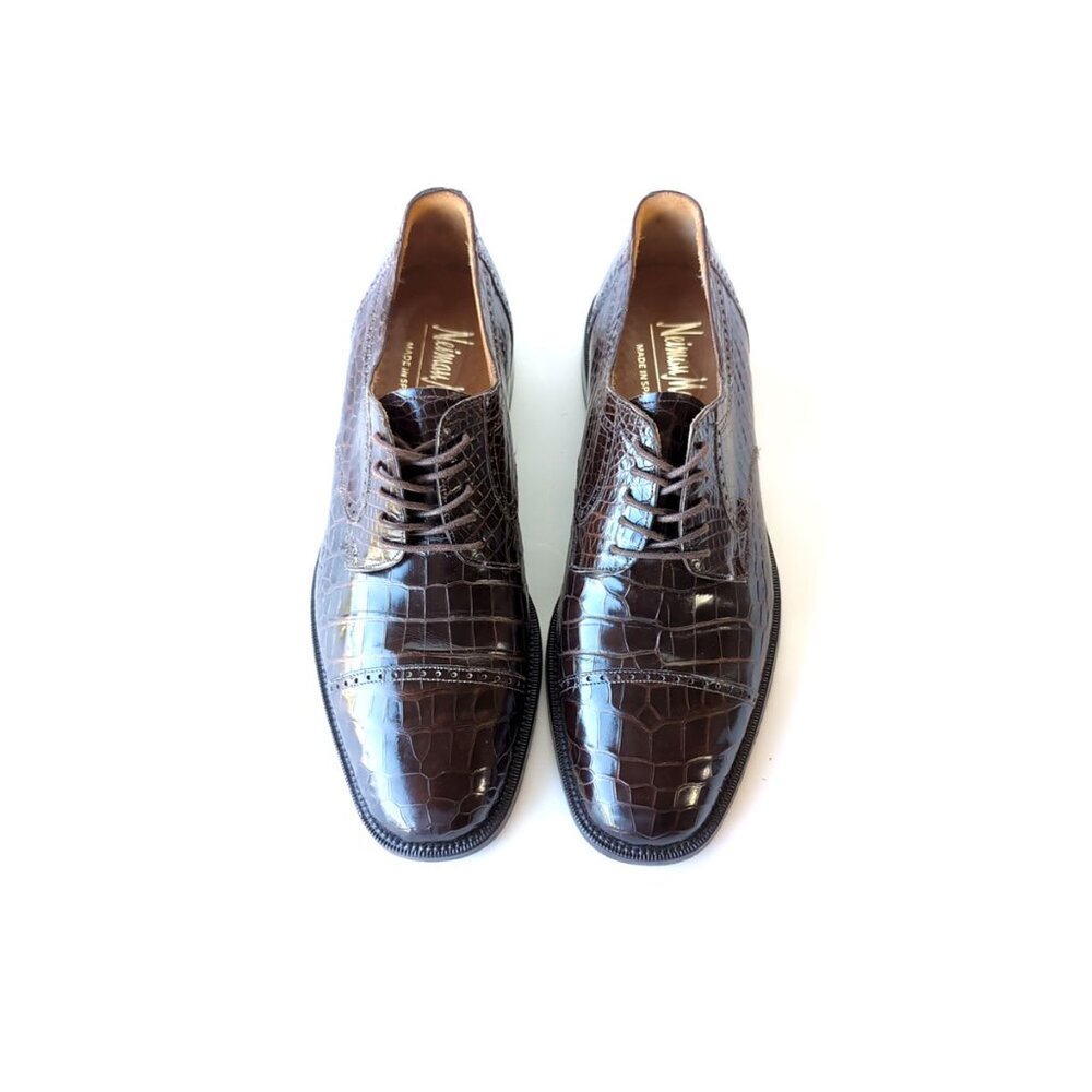 Neiman Marcus Mens Brown Alligator Dress Shoes Size 9 Handcrafted